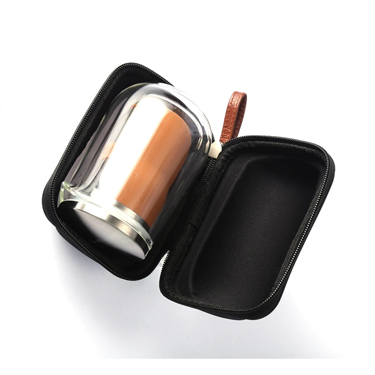 
Portable Black Knitted Fabric Custom Tea Cup EVA Case Clear Protective Tea Set Case For Ceramic Teacup 