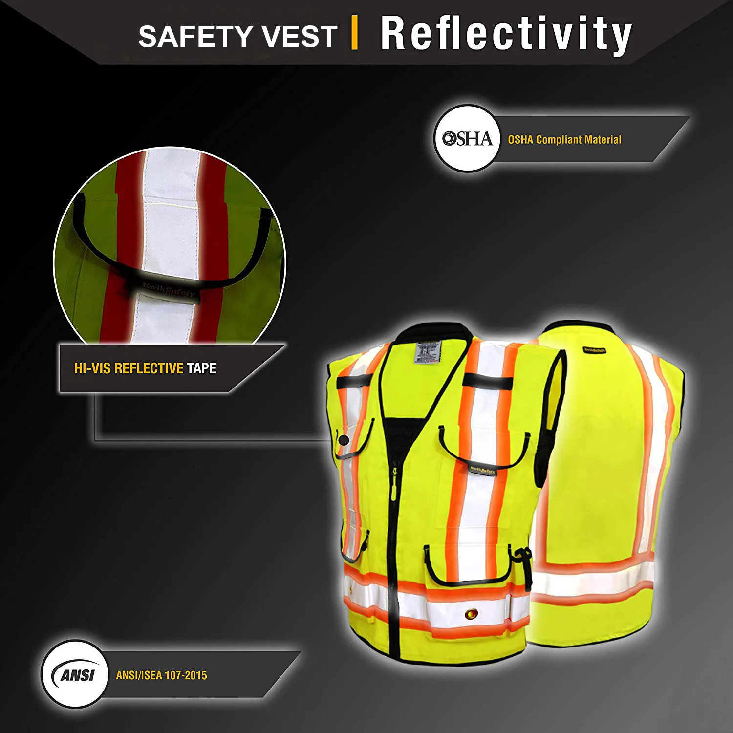 Custom 100% Polyester Lime Green Reflective Safety Vest ANSI CLASS 2 High Visibility Mesh Safety Vest