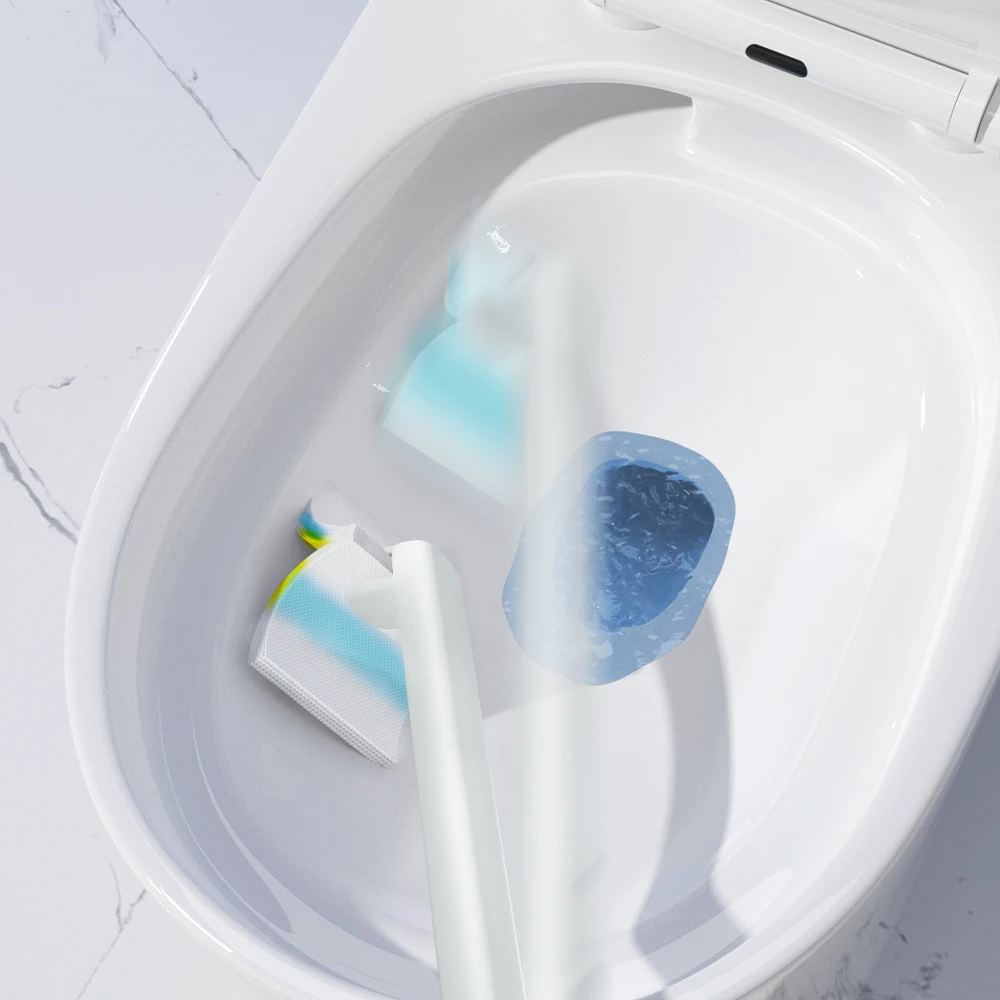 Disposable Toilet Brush Bathroom Toilet Brush Toilet Fusible Brush Set with Sponge