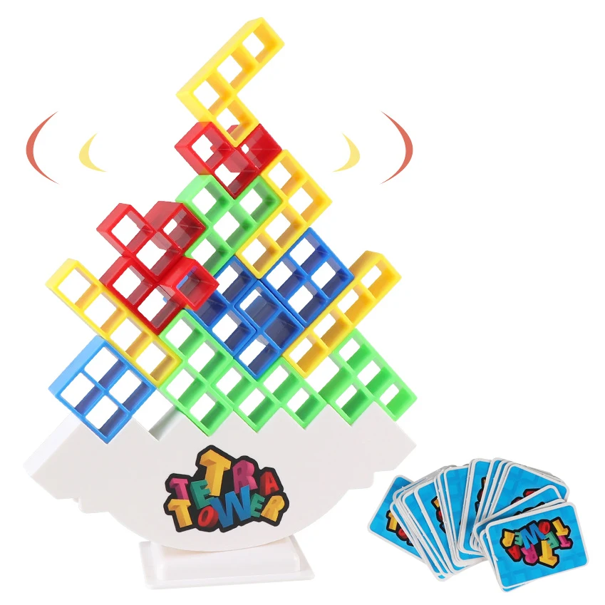 Children Early Educational Interactive Puzzle Stacking Game Toys 16 Pcs Tower Balance Stacking Blocks Game Board Games