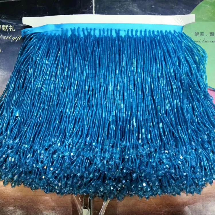 More colors Glass Beaded Fringe Tassel Trim for Garment Accessories