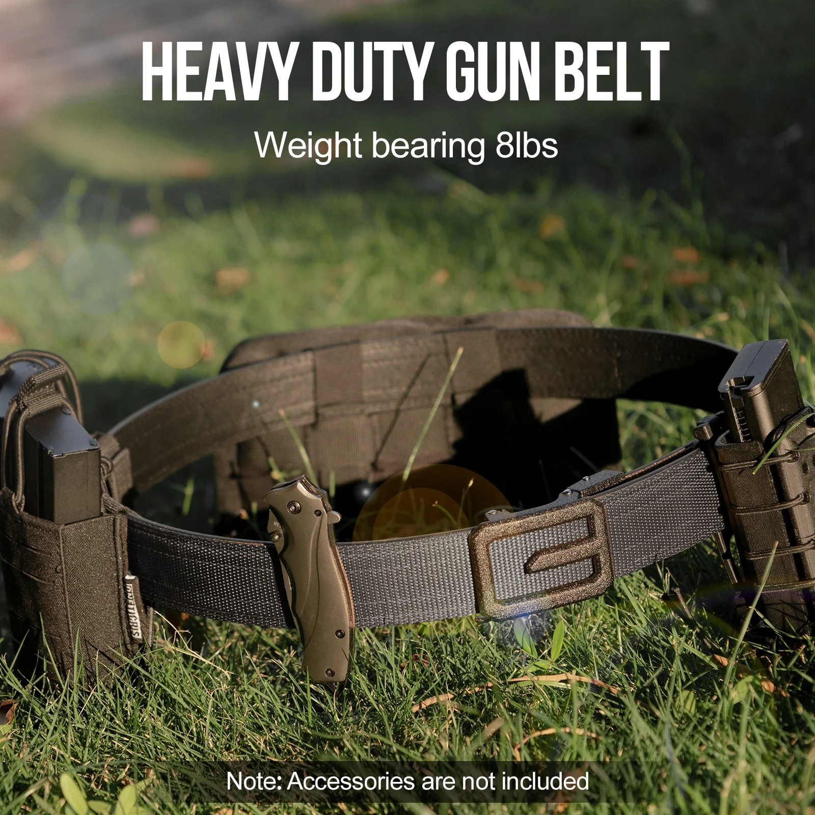 1TG Breathable Nylon Webbing with Metal Buckle Tactical Waist Belt Hunting Men Women Sports EDC Work Tactical Belt
