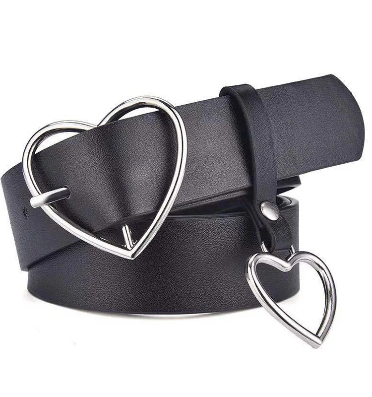 
Wholesale fashion luxury Pu leather heart pin buckle slim women belt 