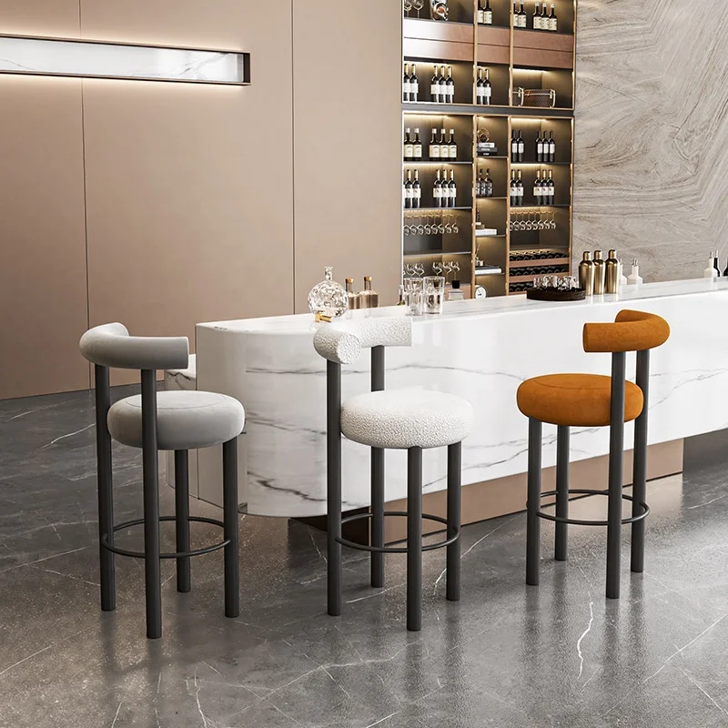 Wholesale outdoor designer fabric bar height barstools breakfast bar chairs velvet black metal island kitchen bar stool