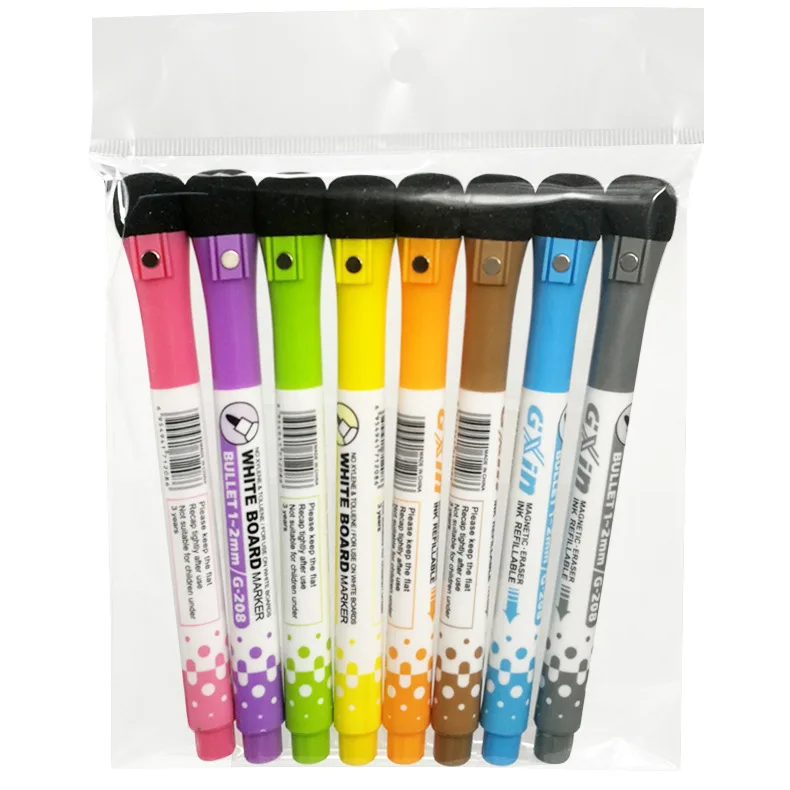 Magnetic Easy Erasable Dry Erase Markers Pen with Eraser Promotional Whiteboard Marker Can Customized Logo