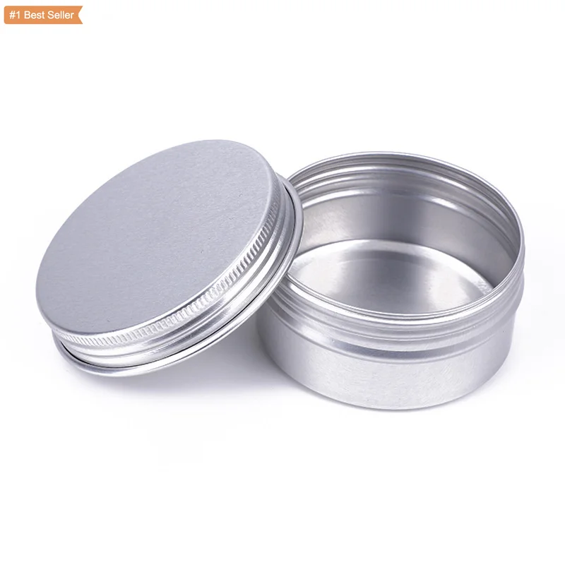 2 Oz Food Tins Aluminum Storage Cans Screw Top Round Steel Cans with Screw Lid Aluminum Containers Tins Aluminum Candle Tin Box