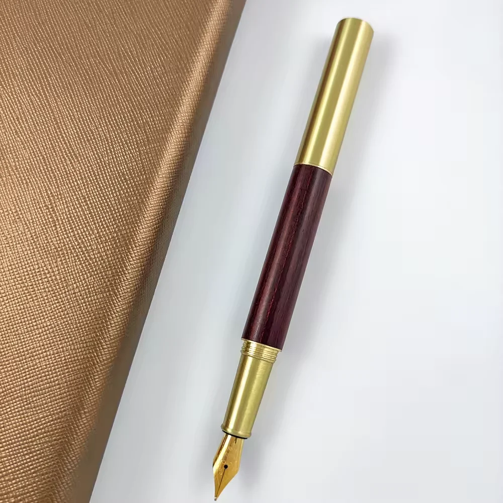 Mini Wood calligraphy   pen Brass Cap Runty Wooden Pocket Fountain Pen