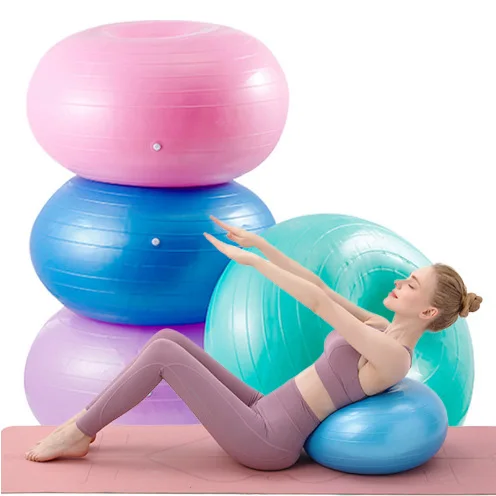 55cm Grey Yoga Ball Set Oval Swiss Ball Wooden Massage Ball for Woman Fitness and Pilates