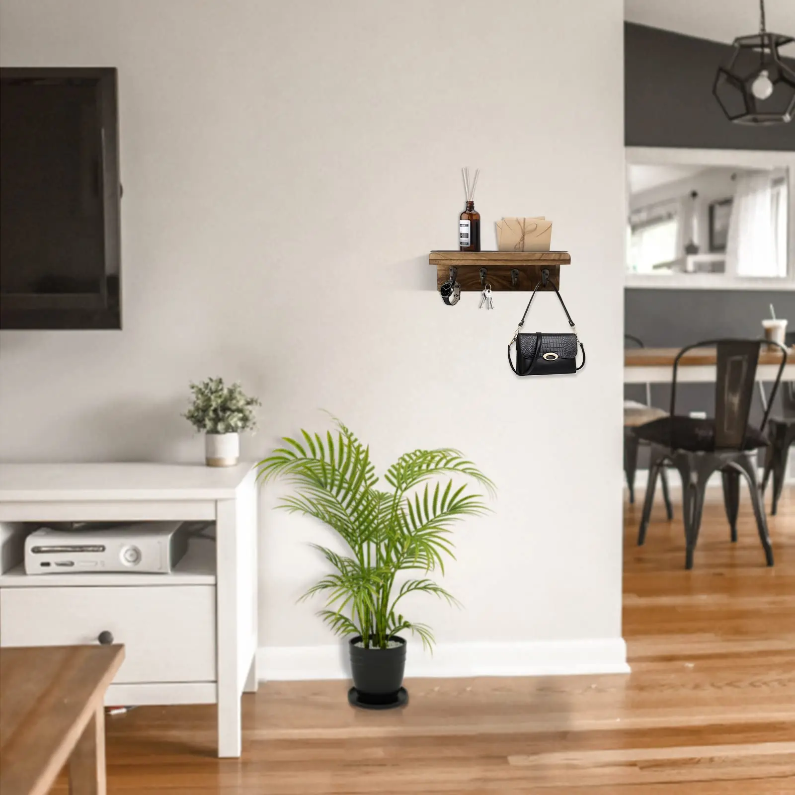custom high quality Living room wall mounted shelves wooden Storage Holders Folding Key wooden key rack
