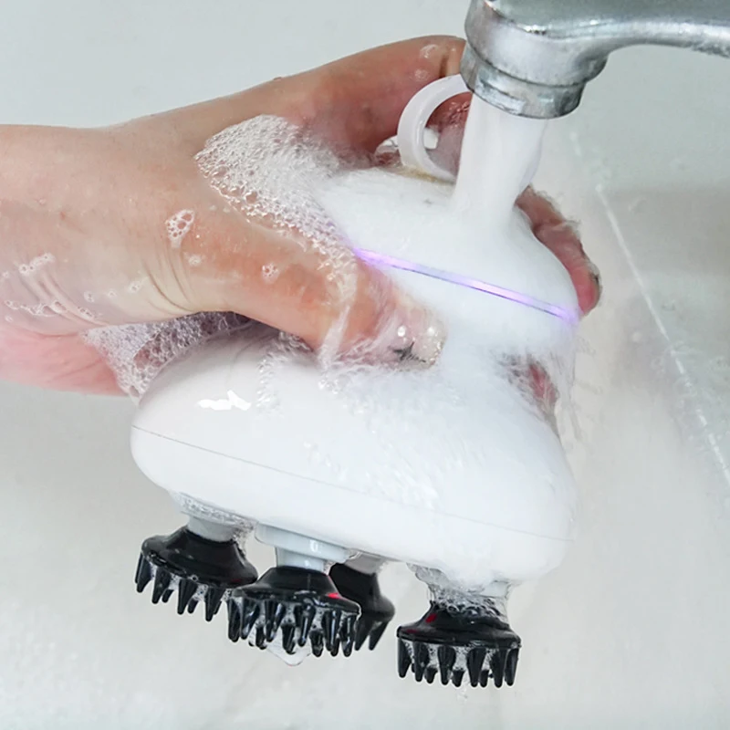 Electric Silicone Waterproof Hair Scalp Massager Rechargeable Heat Head Scalp Relax Massager For Human And Pet