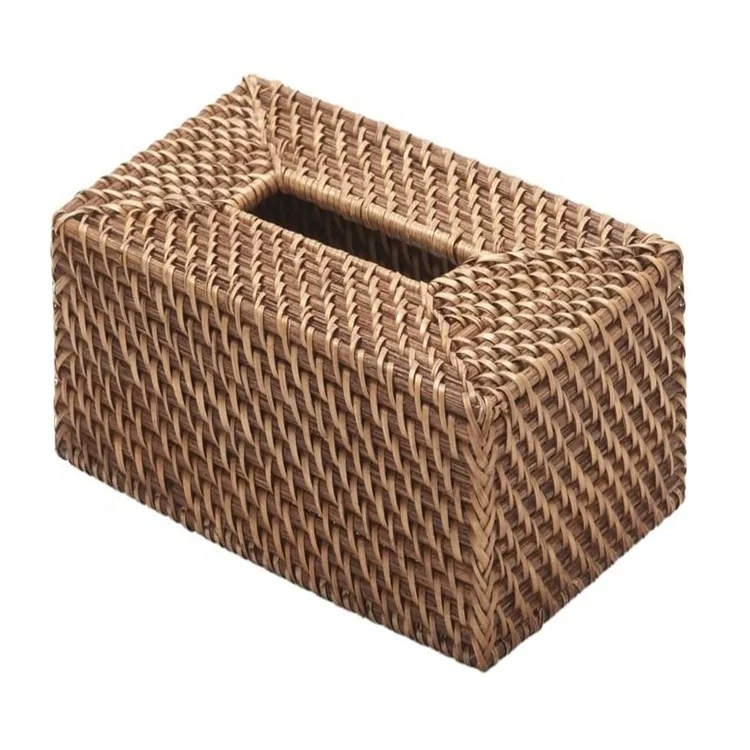 
Factory direct price Handmade natural woven rattan tissue box cover Tissue holder perfect for home decoration 