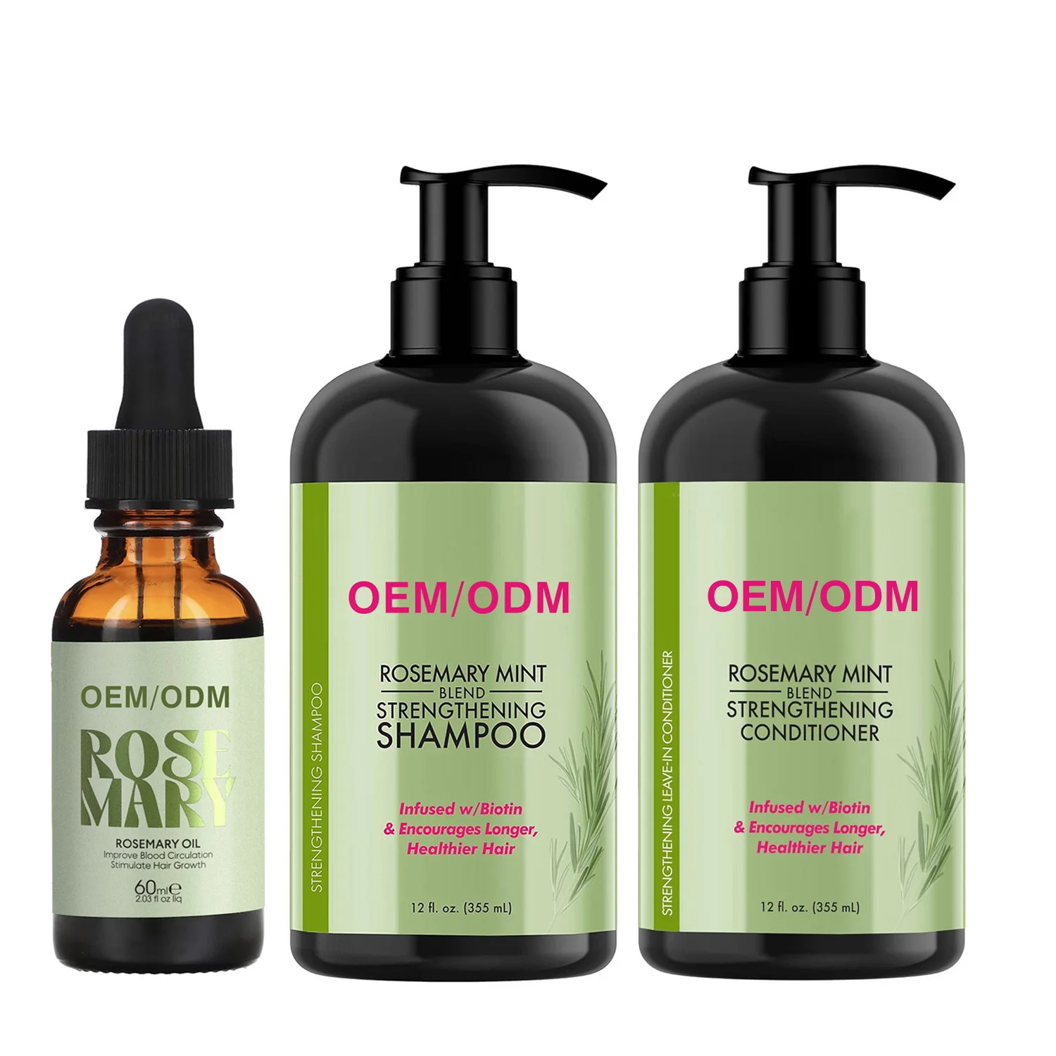 OEM ODM organic hair growth coconut batana oil black castor oil rosemary hair shampoo and conditioner