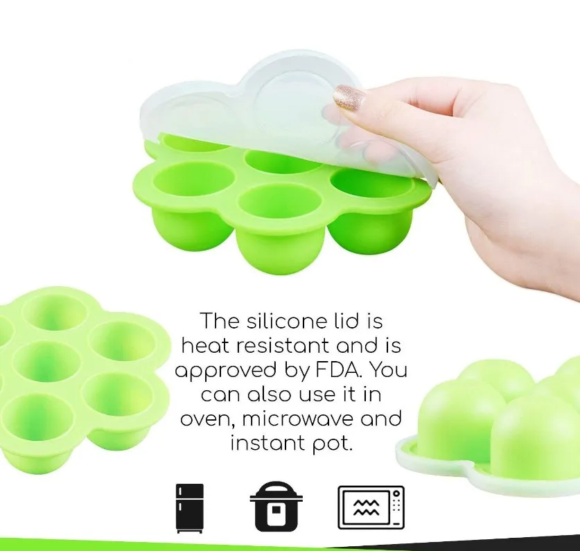 Amazon Hot Selling BPA Free Silicone Baby Food Freezer Trays Silicone Egg Bites Molds