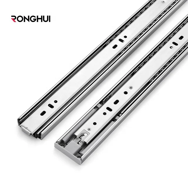 Ronghui 3-fold Full Extension Sliding Drawer Slide Push To Open Rebound Ball Bearing Slide Rails