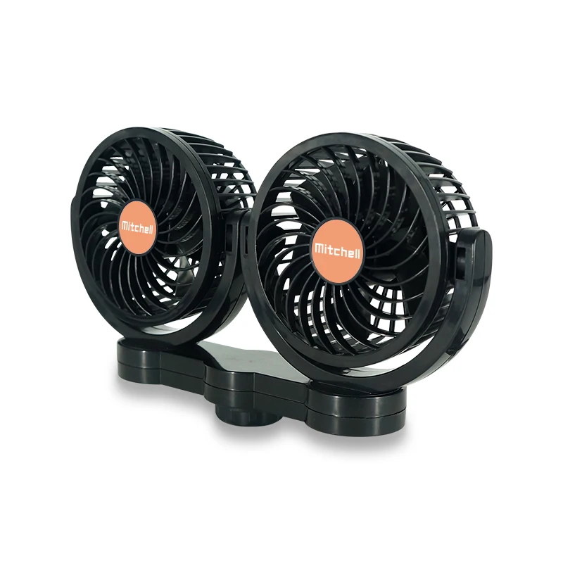 Low Noise Dashboard Fan Dual Head Multi Modes Rotatable Adjustable Car Cooling Fan 12v Auto Car Fan