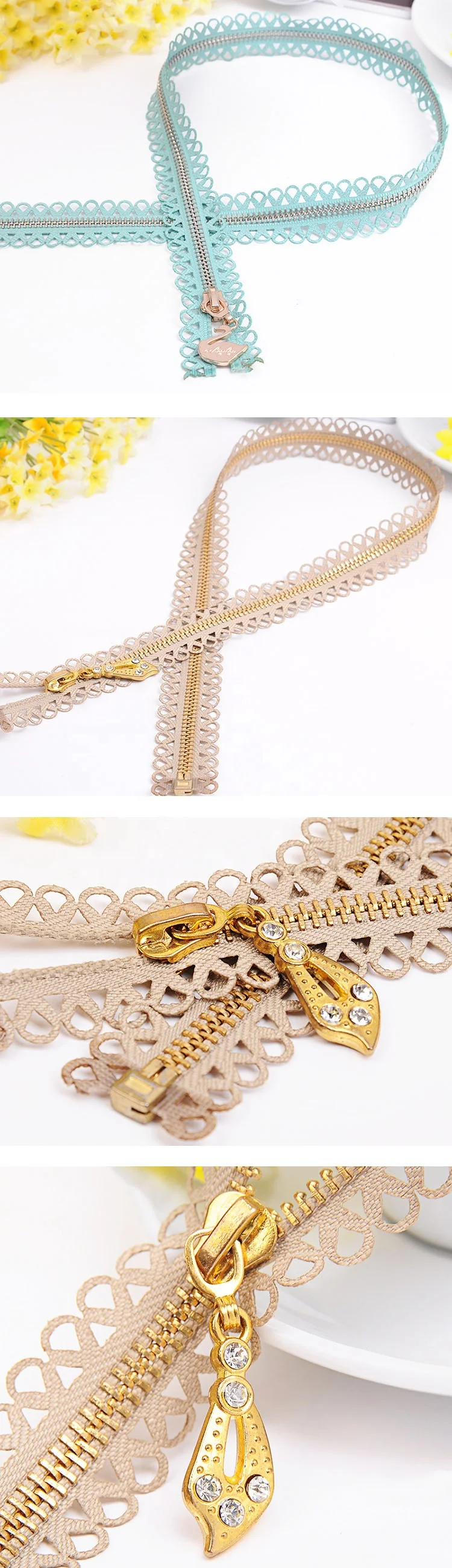 Zip for Women Shoes Brass Zippers Used Shoes Teeth Metal Decorative Ideal Lace with Rose Gold Fast Delivery China Zippers 6#