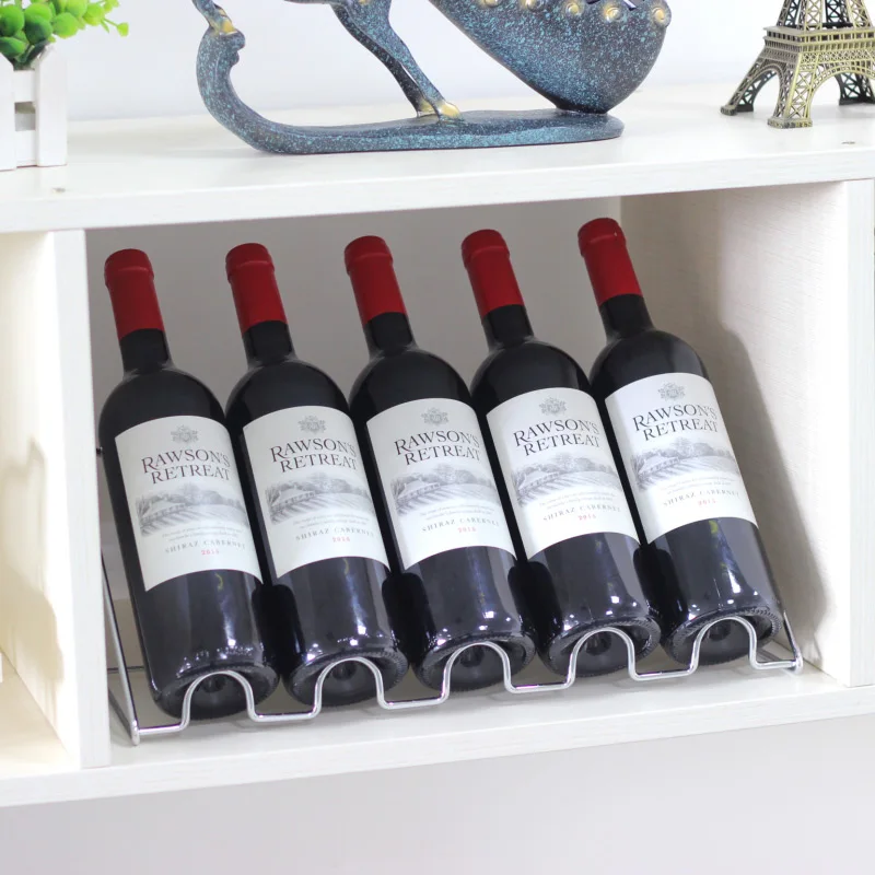 Light luxury countertop storage metal geometric design 5-bottle free-standing wine rack suitable for home hotel restaurants