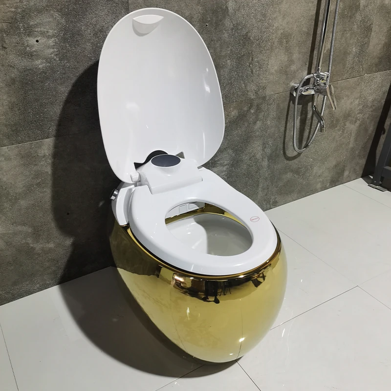 Luxury style sanitary ware ceramic smart toilet intelligent gold toilet electroplated WC Egg-shaped toilet