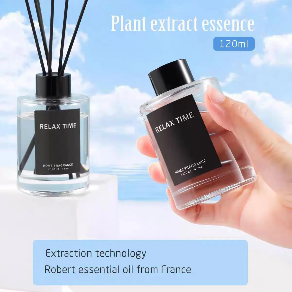 Decoration Custom Logo 120 Ml Glass Jars Natural Liquid Aroma Perfume Aromatherapy Reed Diffuser