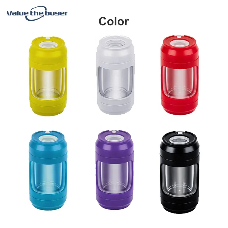 Custom logo Plastic and Glass Light- up LED Air Tight Storage Jars Herb grinder