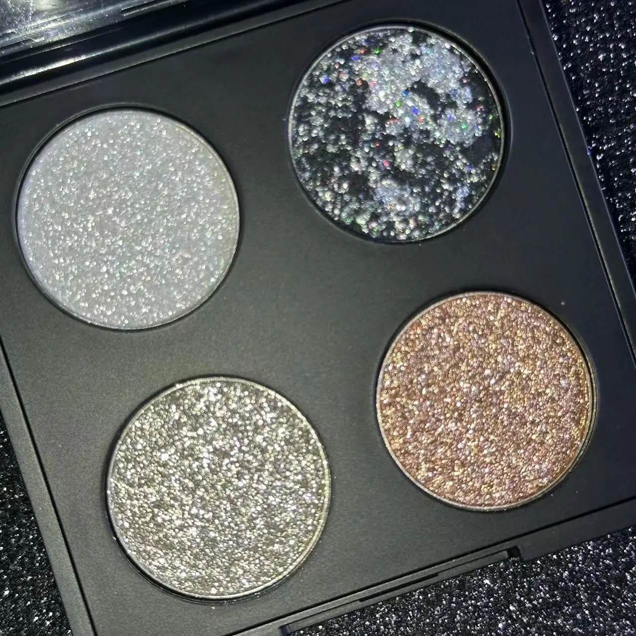 HOT SALE Private Label DIY 4 Colors Shimmer Diamond Metallic Kaleidoscope Duochrome Eyeshadow Palette