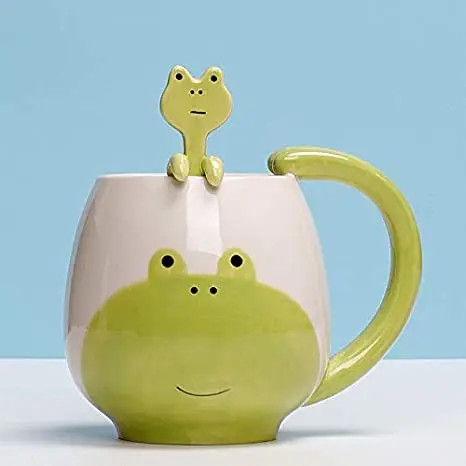 Green Frog Shape Ceramic Tea Promotional Mug