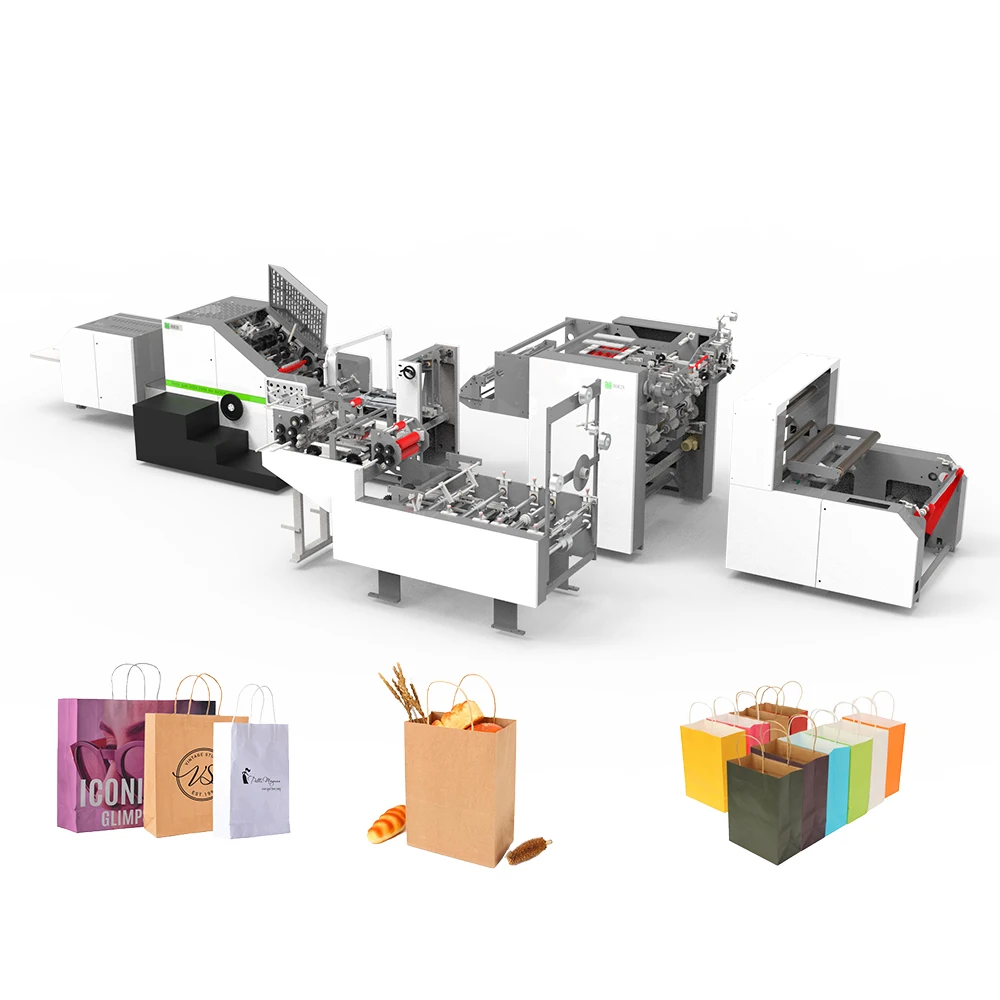 Fully Automatic Handle Cheap Carry Square Bottom Paper Bag Making Machine Price, Equipment For The Production Of Paper Bags