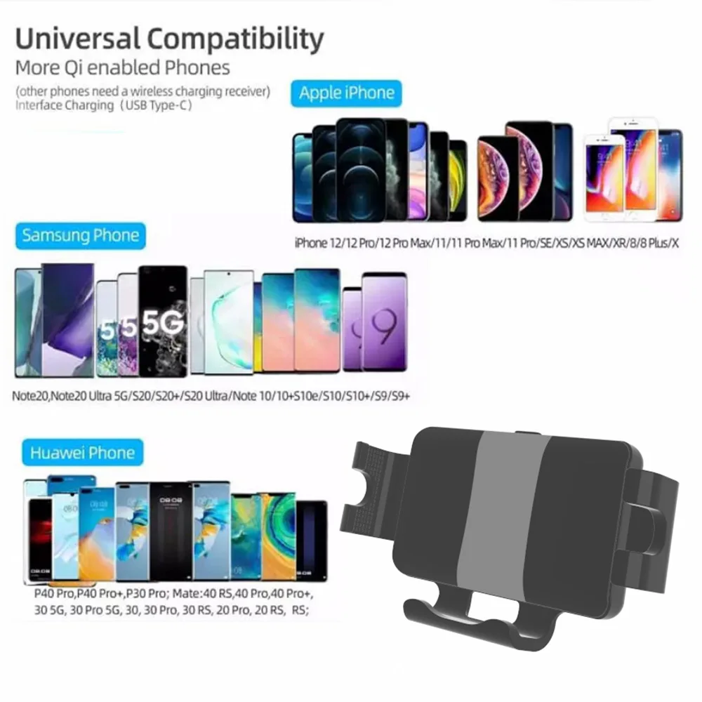 Automatic Clamping Car Wireless Charger for Samsung Galaxy Fold3 Note 10 S20 For Iphone 13 Pro Max Air Vent Mount Phone Holder