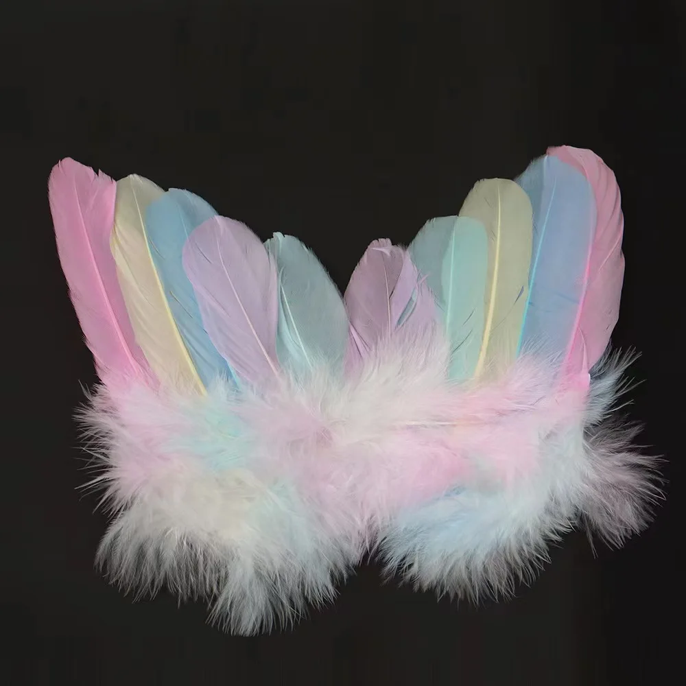 Children Kids Girl Halloween Cosplay Costume Colorful Feather Angel Wings Magic Stick Dress Up Dyed Patterned Children Gifts