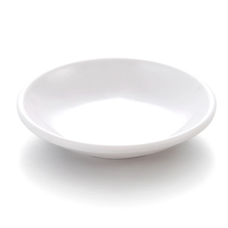 Restaurant small white melamine white condiment dishes plastic sauce round plate