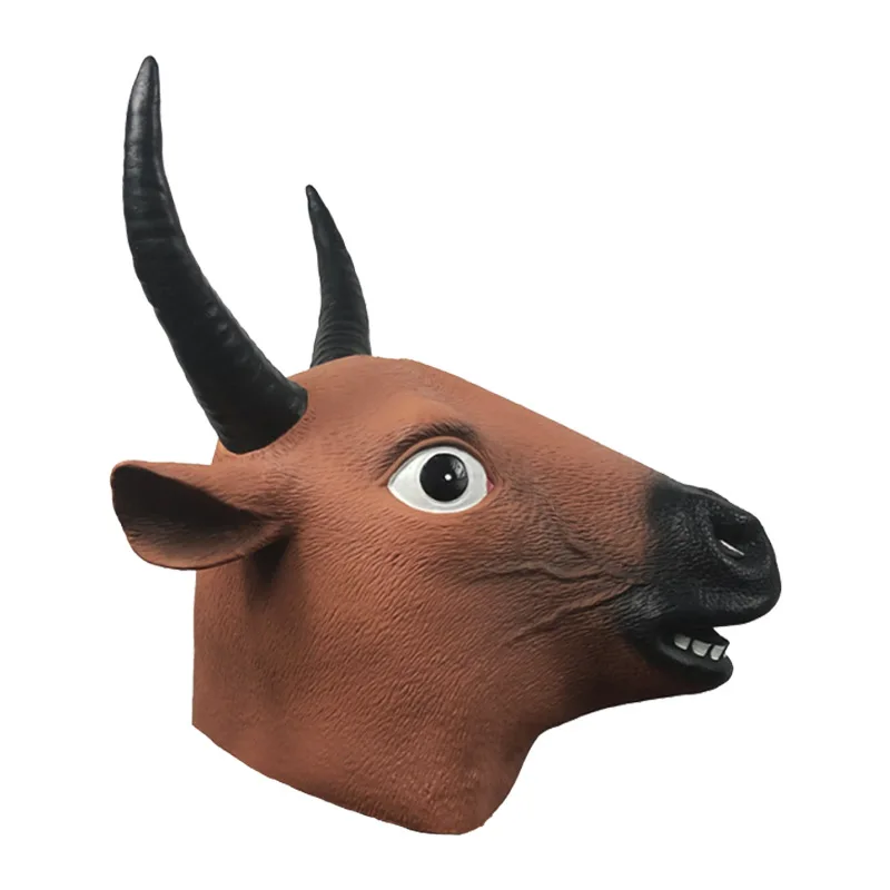 Cute Animal Cow Hull Mask Masquerade Ball Funny Latex Headwear Halloween Party Kun Show Props