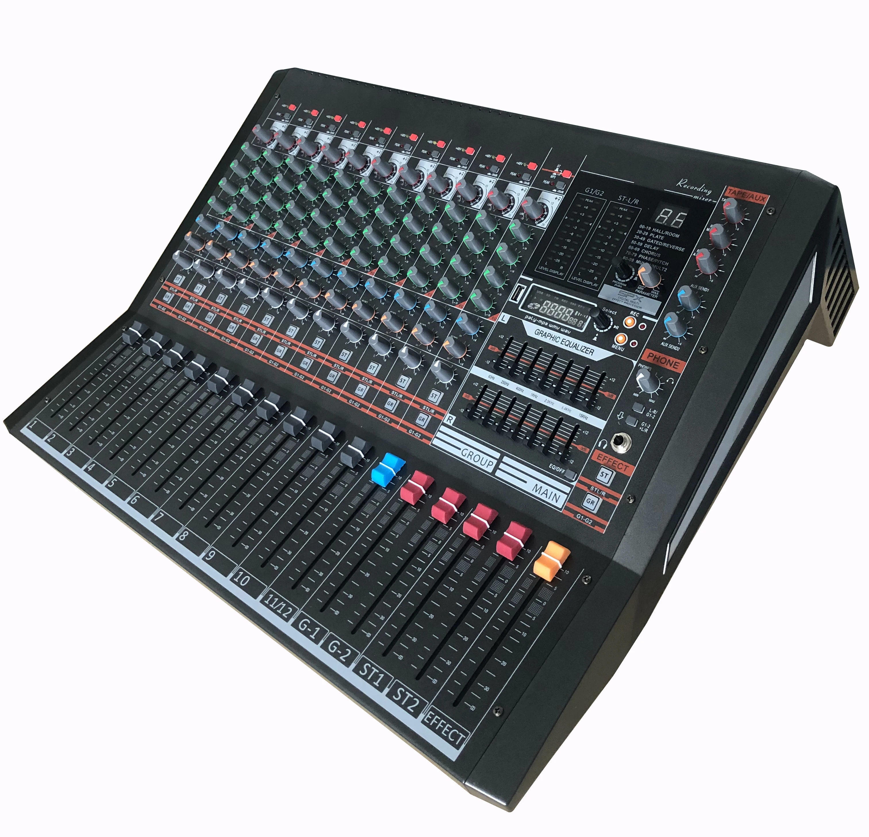 KCT-6012 Professional Mixing Console KTV Mixer Console Audio 10-way USB Digital Mixing Console Audio Mixer Professional