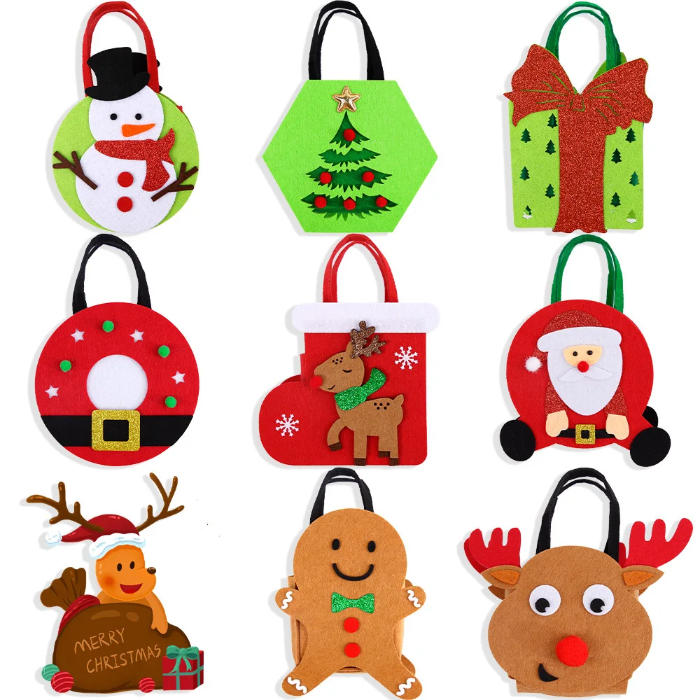 Christmas Candy Bag Gift Felt Xmas Handbag Wrap Cookies Cake Party Favors Decor kid Pouch Santa Christmas Eve Apple Bag