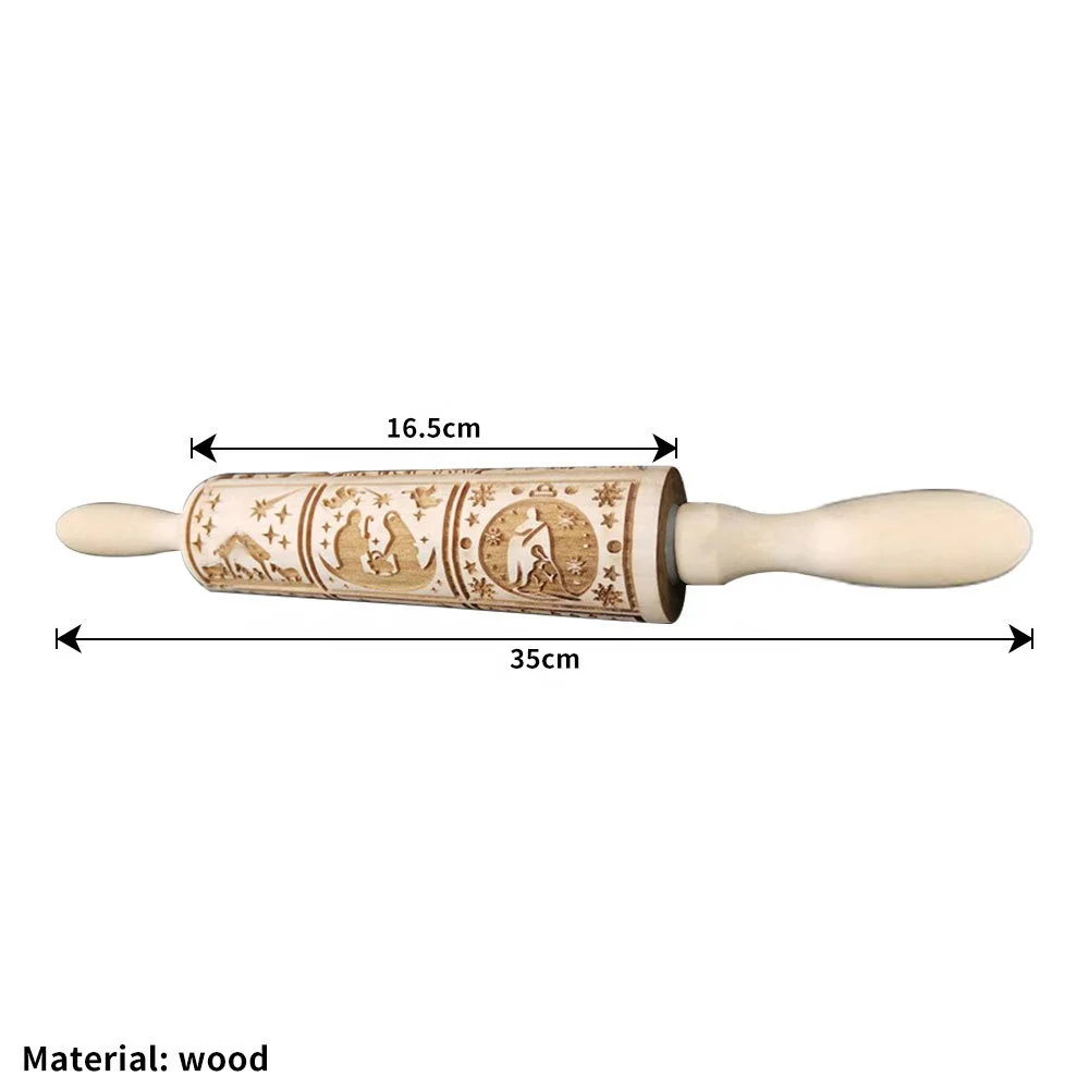 Christmas Jesus Birth Scene Laser Carving Retro Nine Palace Grid Rolling Pin