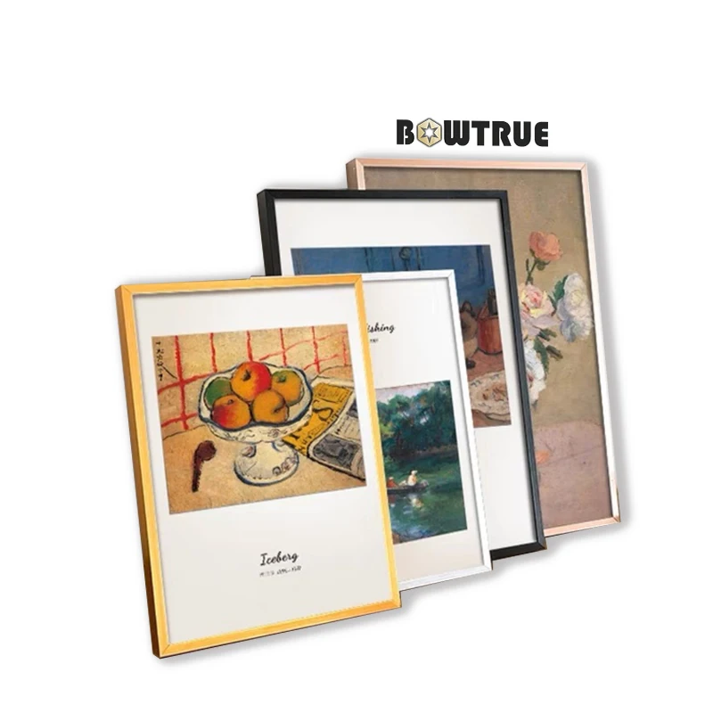 Metal gold picture frame a3 double glass frames aluminum photo frame profiles family tree