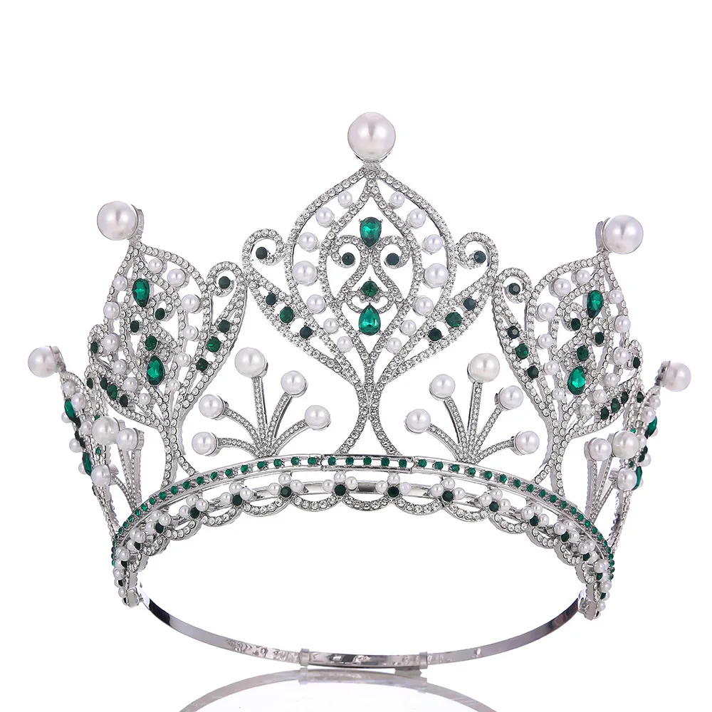 Luxury Queen Tiara Large Adjustable Alloy Crown for Girls Full round Fashionable Hair Accessory Wedding Pageant Party Festivals