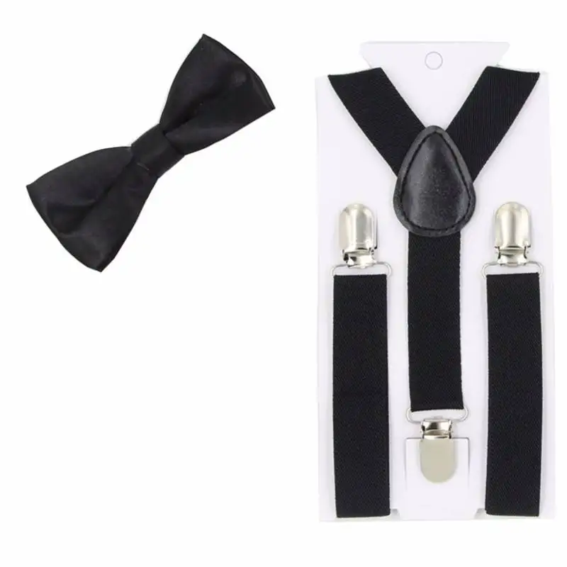 Baby Suspenders Bow Ties Set Boys Girls Elastic Clip On Braces Adjustable