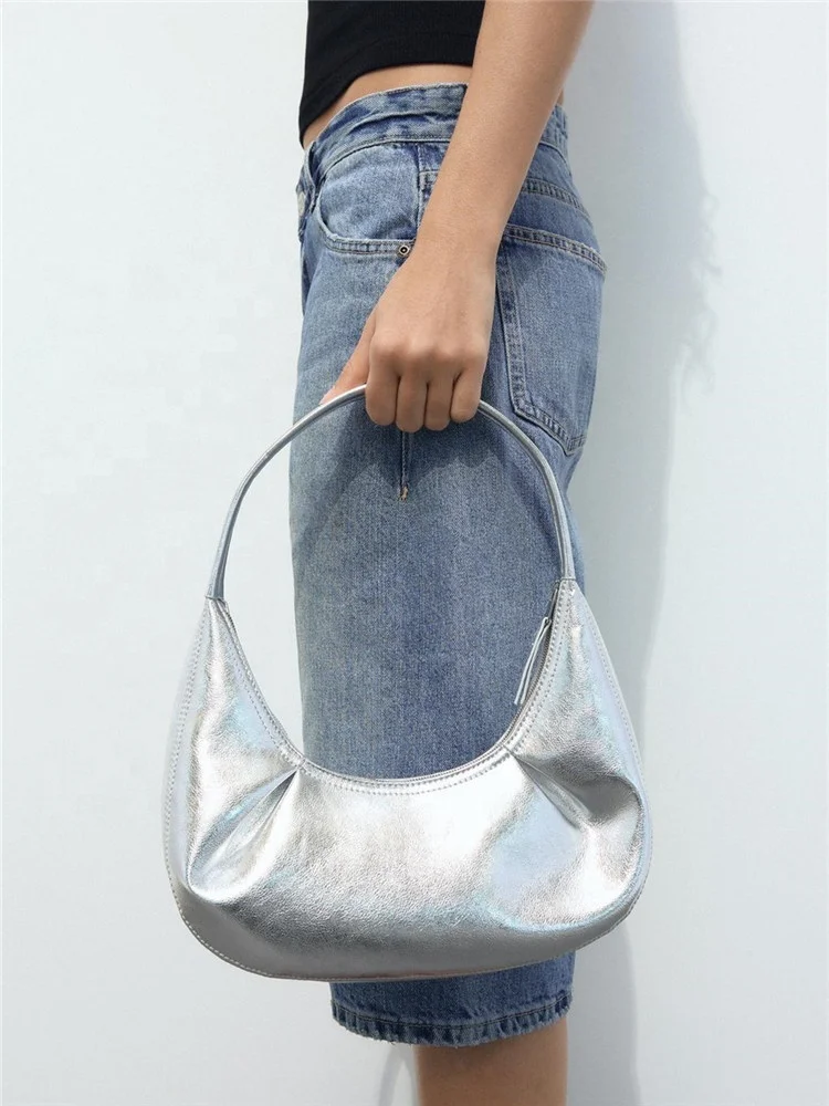 designer chic custom underarm bag luxury metallic silver shoulder bag purse elegant girls exquisite handcrafted hand bag 2024