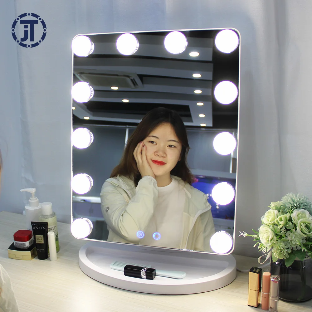 Makeup Mirror Hollywood Style LED Vanity with 14 Touch Dimmer LED Bulbs Cosmetic Mirror Desktop Mirror Touch Sensor Switch