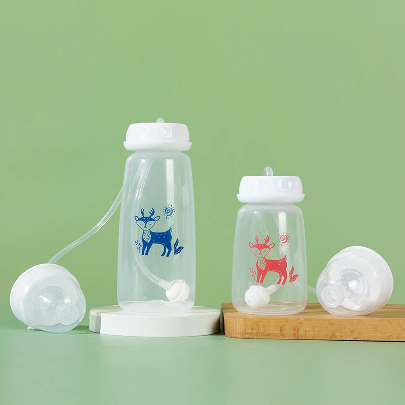 Hot Sell Hands Free Straw Newborn Baby Feeding Kids Cup Sippy Training Cute Drinking Pacifiers Water Bottle