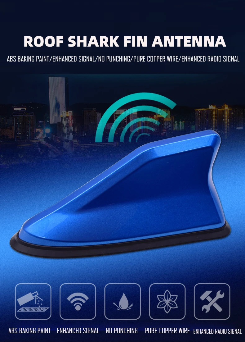  Radio Antenna Free Drilling Universal FM / AM Signal Car Roof Refitted Tail Shark