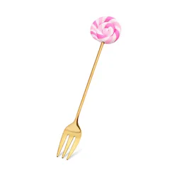 Stainless Steel Donuts Candy Shape Coffee Spoon Ice Cream Dessert Fruit Golden Fork Mixing Sugar Tea Spoons