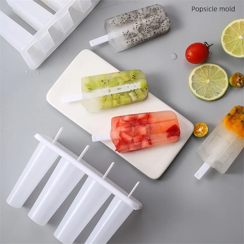 wholesale high quality  4 Cavities plastic ice mold  cube molds  creative DIY popsicle mold
