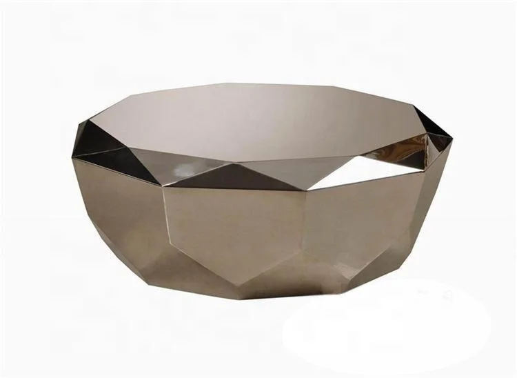 luxury polished Italy design electroplating gold crushed diamond coffee table