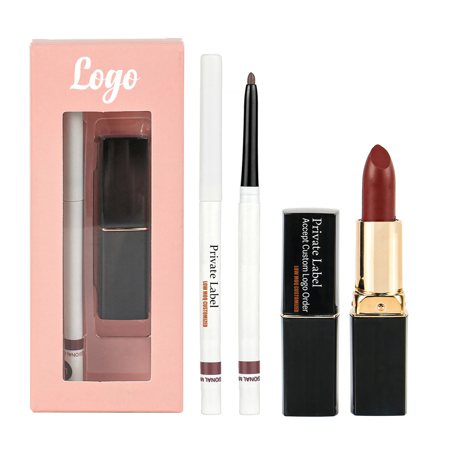 Matte Lipstick Lip Liner Set Custom Logo Private Label Lip Makeup Beauty Kit