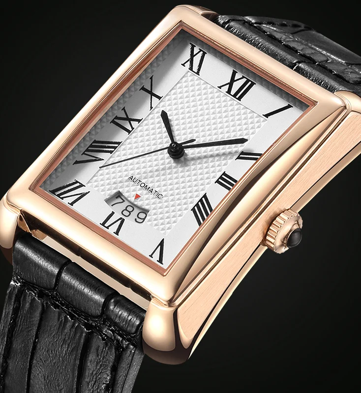Popular stainless steel square case date calendar Miyota movement men waterproof mechanical watches
