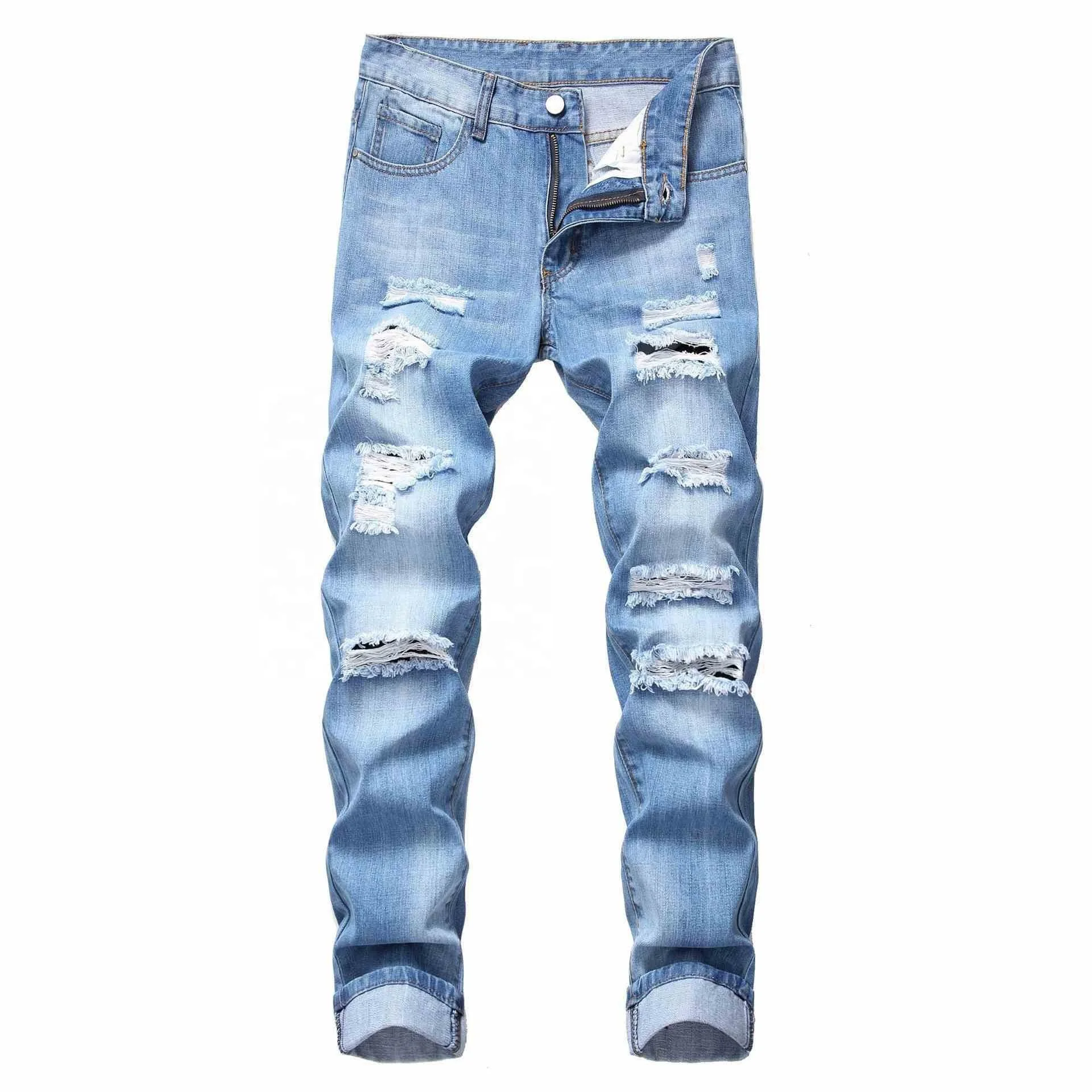 New Trends Mens Ripped Skinny Jean Hip Hop Hole Denim Jeans Pants