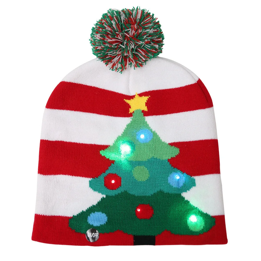 Led Christmas Knitted Hat Light Up Xmas Beanie Hat Novelty Unisex Led Winter Hat