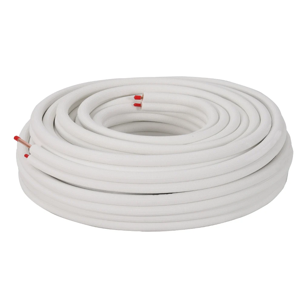 China Factory Good Quality Cheap Air Conditioner Line Set 50 Ft 1/4 3/8 7/8 PE Copper Pipe For Split Insulated Coil HVAC Pipe