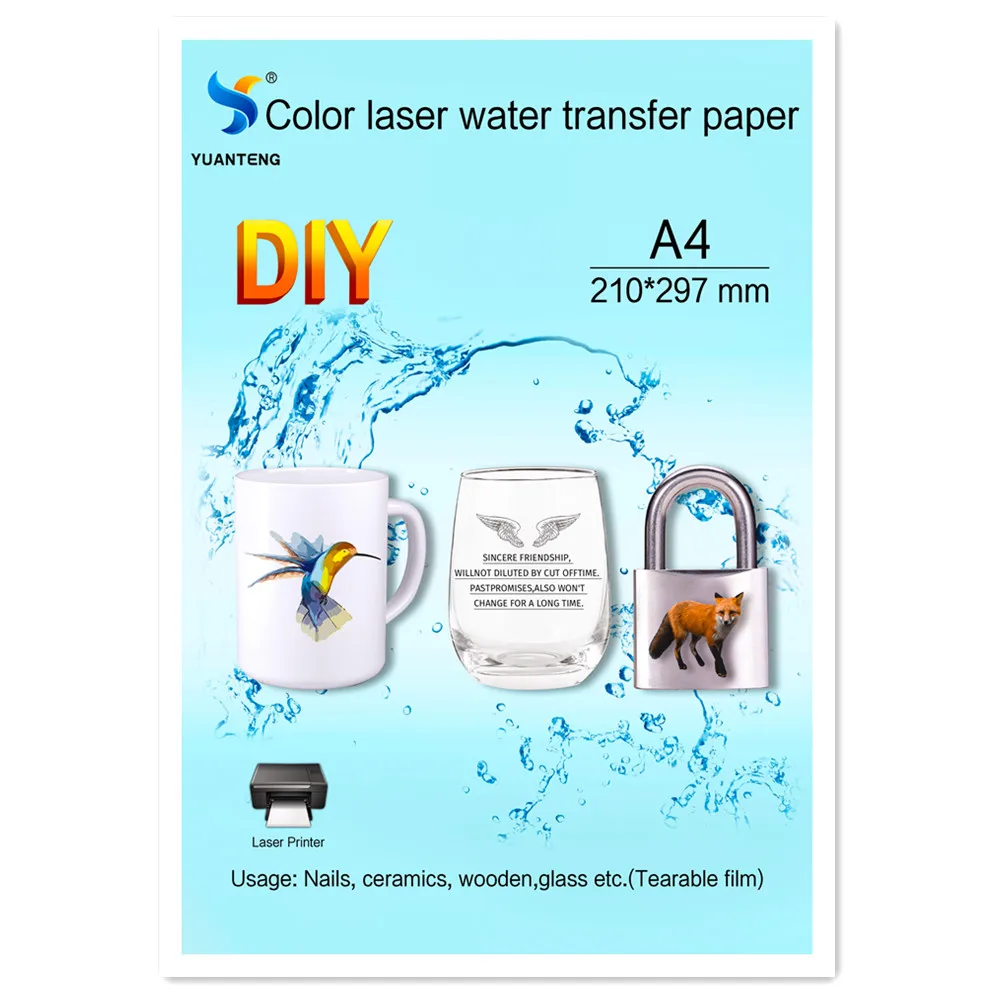 (20pcs/lot) Laser Waterslide Decal Paper No Spray Clear Color No border left Water Slide Decal Transfer Paper For Ceramic Metal